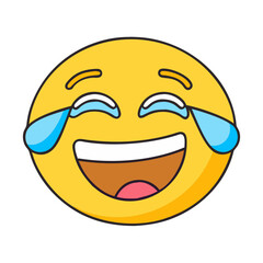 Obraz premium laughing face with tears vector icon, fools’ day vector illustration - simple illustration of laughing face with tears perfect for logos, and fools’ day-themed designs.