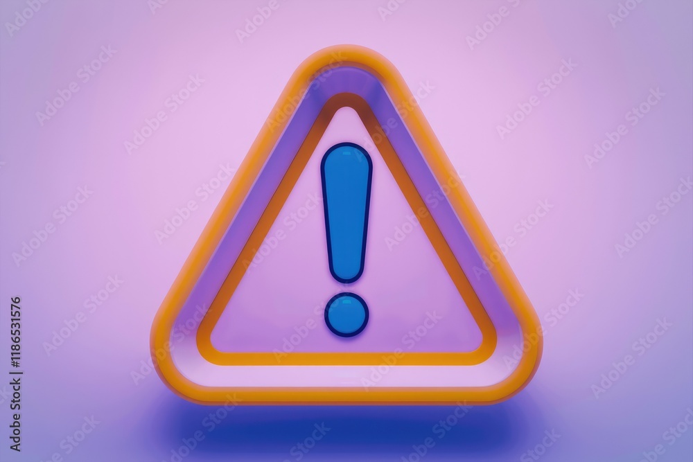 Fototapete A 3D rendered image of a warning sign, featuring a bright exclamation mark in a triangular frame.