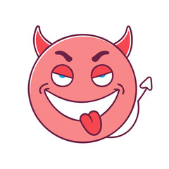 playful devil emoji vector icon, fools&rsquo; day vector illustration - simple illustration of playful devil emoji perfect for logos, and fools&rsquo; day-themed designs.