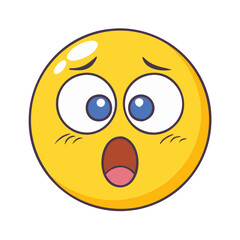 shocked emoji vector icon, fools’ day vector illustration - simple illustration of shocked emoji perfect for logos, and fools’ day-themed designs.