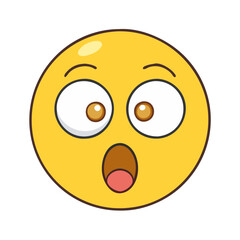 Fototapeta premium surprised emoji vector icon, fools’ day vector illustration - simple illustration of surprised emoji perfect for logos, and fools’ day-themed designs.