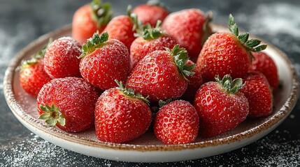 Sugary Strawberries on a Plate