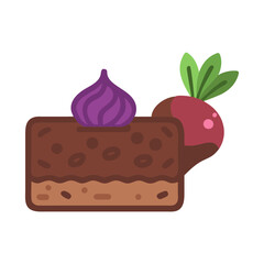 Chocolate Cake with Beet Topping - Unique Vector for Food and Branding Designs