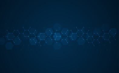 Abstract hexagonal background. Molecular structure and genetic engineering. Innovation technology. Used for design healthcare, science and medicine background