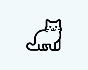 Minimalist Cat line art logo design icon vector illustration. Animal logotype concept. Outline cat logo.
