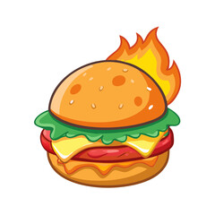Delicious Burger Illustration - Ideal for Food Promotions and Menu Designs