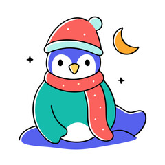 Cute Penguin in Santa Hat Vector - Perfect for Christmas and Winter Themes