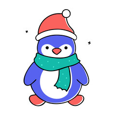 Cute Penguin in Santa Hat Vector - Perfect for Christmas and Winter Themes