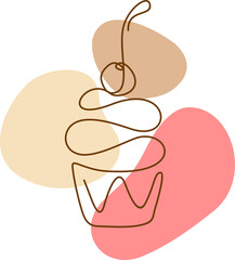 Cupcake Line Art With Blob