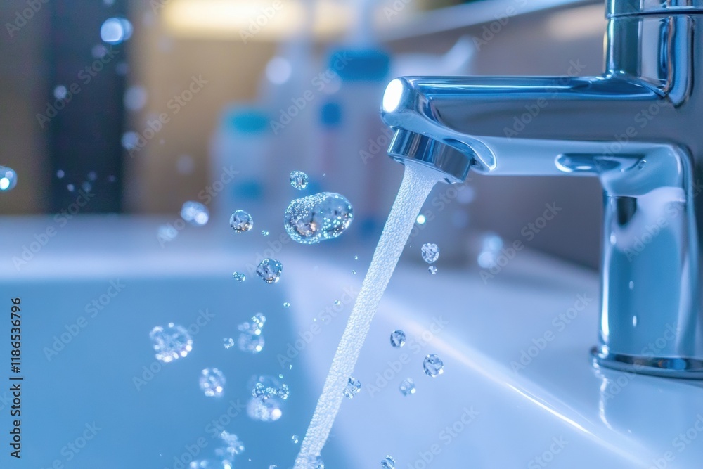 Poster sanitizer droplets actively working to eliminate bacteria in a clean environment. generative ai