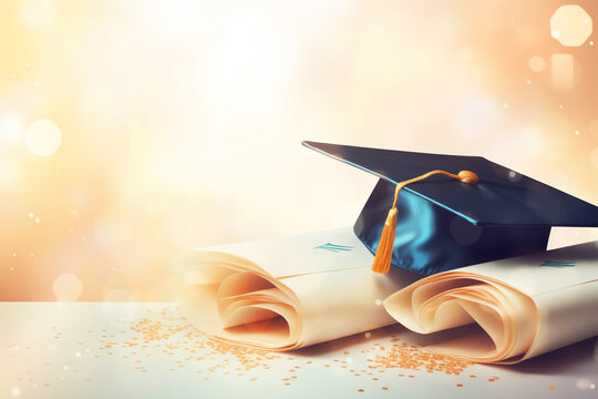 Education Diploma Certificate with Copy Space Background