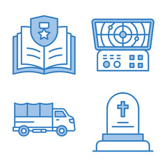 Bold Line Icons for Military and Weapons