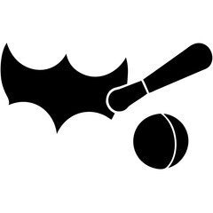 Black and White Baseball Bat and Ball Vector - Ideal for Digital and Print Use