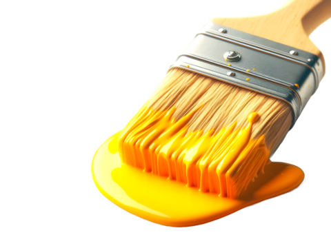 Paint brush with paint, transparent png file