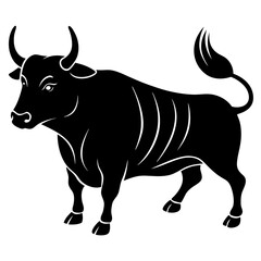 Majestic Bull Silhouette - Bold and Dynamic Vector for Creative Use