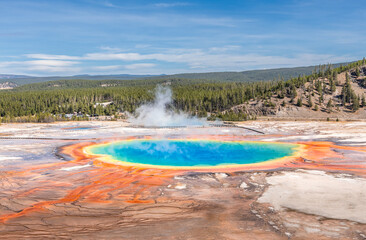 The magic colors of the Grand Prismatic Spring in the Yellowstone National Park