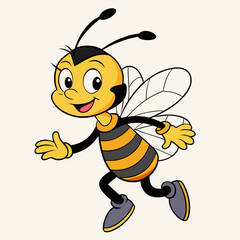 Friendly Bee Character Vector - High-Quality Illustration for Digital Use