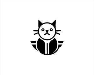 Cartoon cat logo design icon symbol vector illustration. 