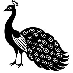 Stylized Peacock Vector Art - Perfect for Branding and Decorative Use