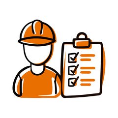 High-Quality Worker and Checklist Icon - Free Download for Industrial Use