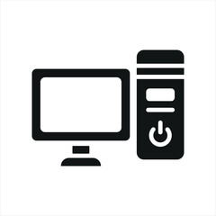 Computer icon featuring a clean and modern style, ideal for adding a professional touch to IT, communication, or education-themed projects