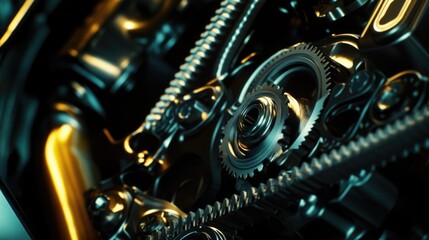 Fototapeta premium Close-up shot of a motorcycle engine's gear mechanism