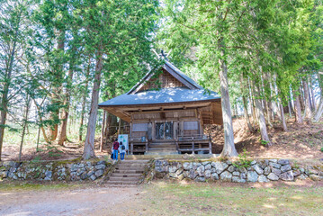 Togakushi Jinja Hinomikosha Japanese Shinto shrine, Nagano Prefecture, Japan.