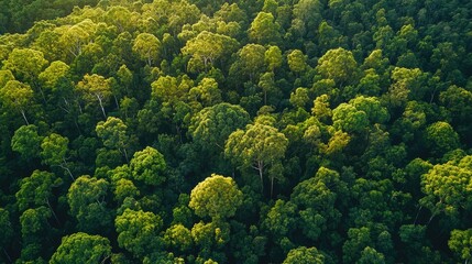 Naklejka premium Aerial view of lush green forest highlighting conservation efforts for wildlife and nature protecting the environment and promoting sustainability