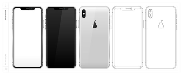 Smartphone. Vector illustration. Fill and stroke.