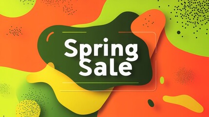 Colorful spring sale banner with abstract design and modern aesthetic