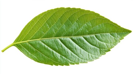 Obraz premium Tropical green leaf isolated on white background ideal for use in design projects and nature-themed graphics