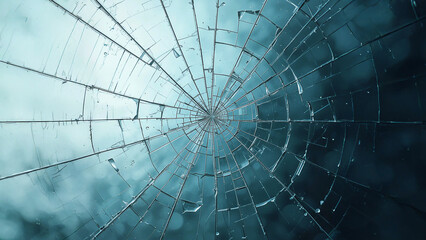 Obraz premium The blue glass is cracked green