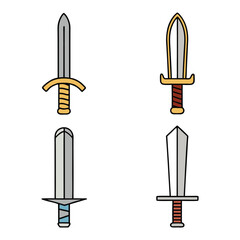 Sword Icon Bundle Vector Design.