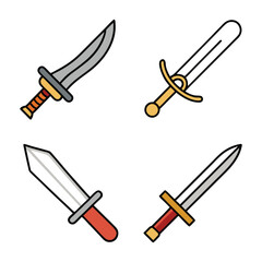 Sword Icon Bundle Vector Design.