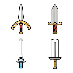 Sword Icon Bundle Vector Design.