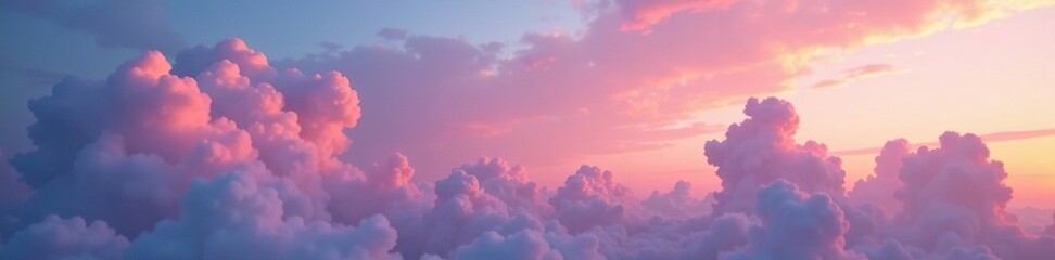 Obraz premium Softly glowing clouds in tropical twilight sky, clouds, pink, sky
