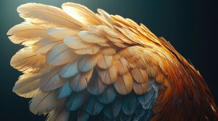 Obraz premium Golden Avian Plume: A Close-Up Study of a Bird's Wing