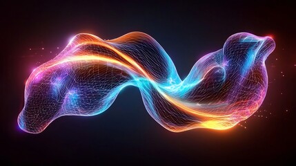 Obraz premium Prismatic light dance with oscillating quantum structures a visually striking digital artwork showcasing intricate geometric patterns a vibrant color spectrum
