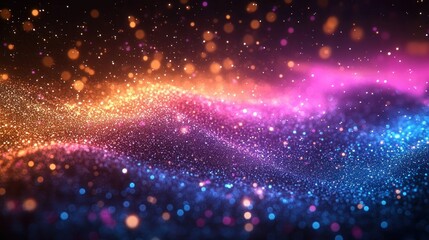 Vibrant abstract waves of colorful particles.