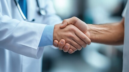 Handshake Between Doctor and Patient in Professional Setting