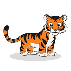 A cute and friendly cartoon tiger illustration, perfect for children's books, illustrations, and educational materials