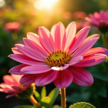 Soft golden and pink coleonema petals shining in sunlight, coleonema, plant, pink