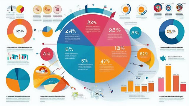 Colorful data infographic charts; business analytics; statistics; background patterns; marketing