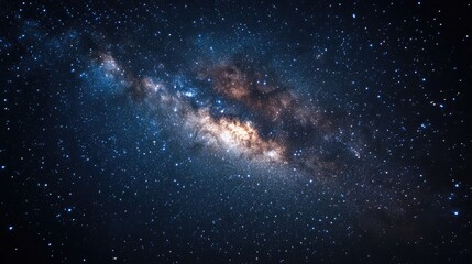 Fototapeta premium Cosmic View of the Milky Way Galaxy with Vibrant Stars Lighting Up the Night Sky