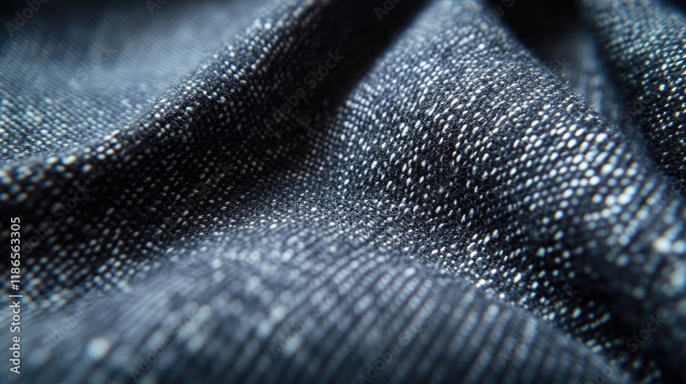Poster close-up view of textured trouser fabric showcasing intricate weave patterns and depth in textile de