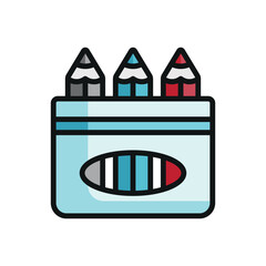 Obraz premium Colored pencils icon featuring a playful and colorful style, perfect for adding charm to school, hobby, or artistic-themed projects