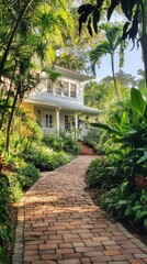 Caribbean style mansion with copy space vertically 9:16