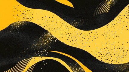Abstract yellow and black wavy texture background.