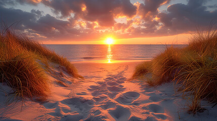 Sunset Sands Serenity at sunset beauty of the evening 