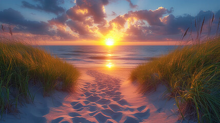 Sunset Sands Serenity at sunset beauty of the evening 